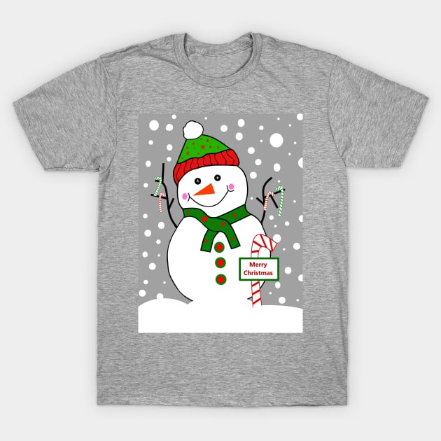 WHITE Christmas Snowman T-Shirt by SartorisArt1